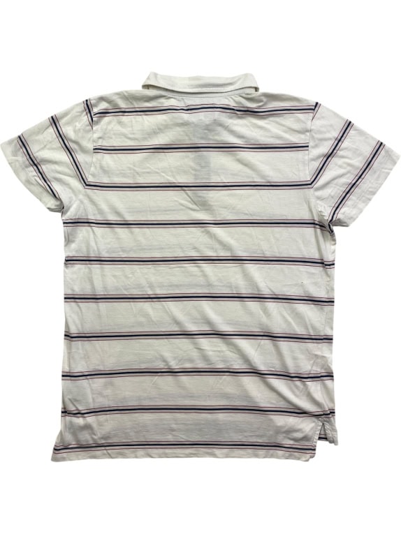 CHAMPION POLO SHIRT VINTAGE ΡΙΓΕ ΜΕ ΛΟΓΟΤΥΠΟ ΛΕΥΚΟ-ΜΠΛΕ ΑΝΔΡΙΚΟ L