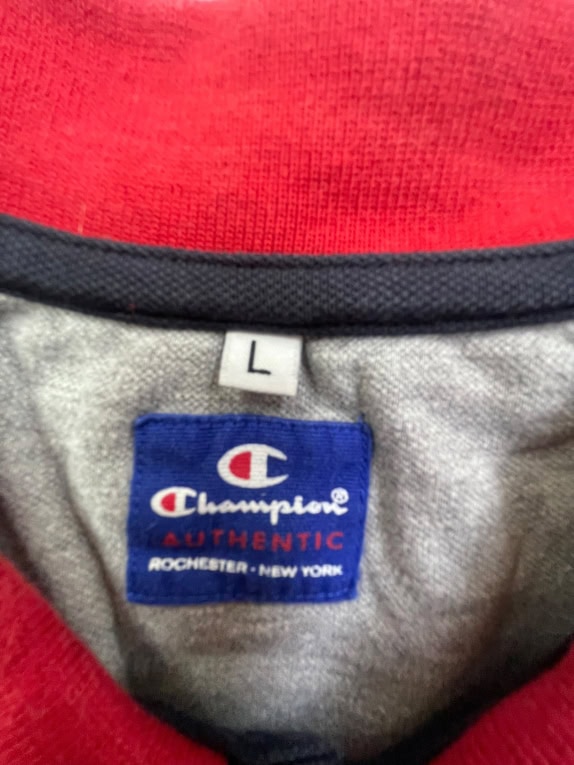 Champion Polo T-Shirt Classic Logo Red UNISEX L