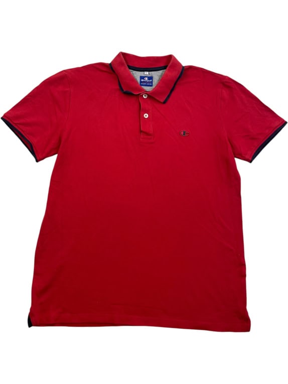 Champion Polo T-Shirt Classic Logo Red UNISEX L