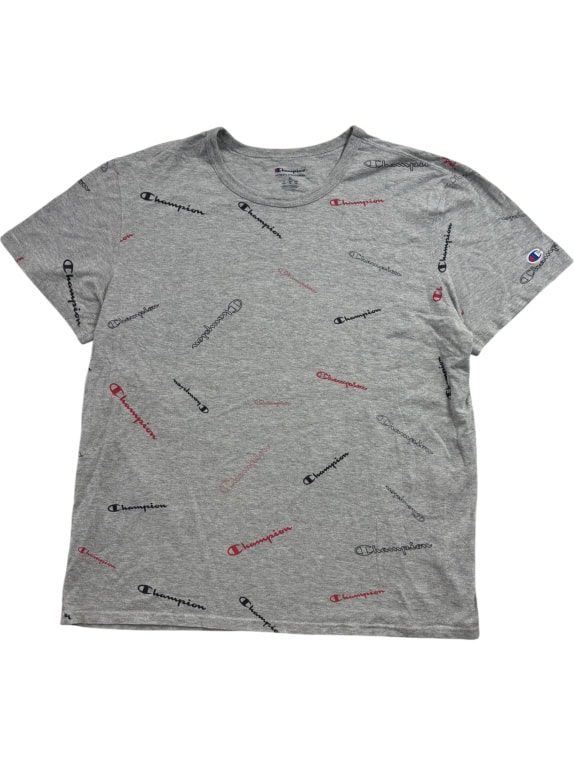 CHAMPION T-SHIRT ALL OVER PRINT LOGO ΓΚΡΙ UNISEX XL