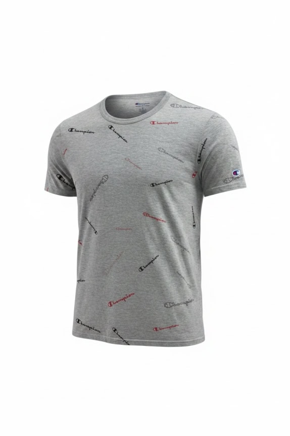 CHAMPION T-SHIRT ALL OVER PRINT LOGO ΓΚΡΙ UNISEX XL