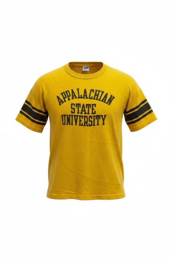 CHAMPION T SHIRT APPALACHIAN STATE UNIVERSITY VINTAGE LOGO YELLOW UNISEX M pre-owned