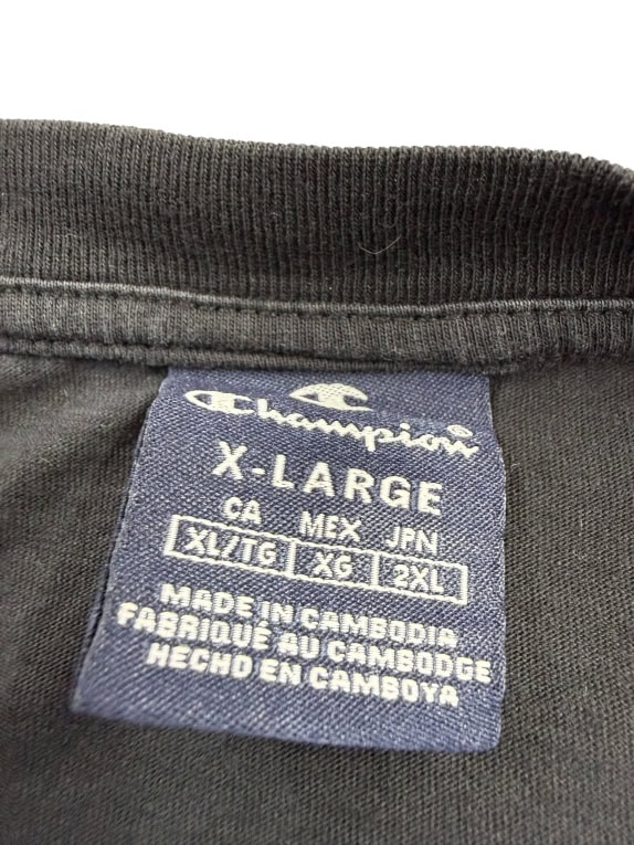 CHAMPION CASUAL T-Shirt Box Logo Logo Tape Black Men's XL