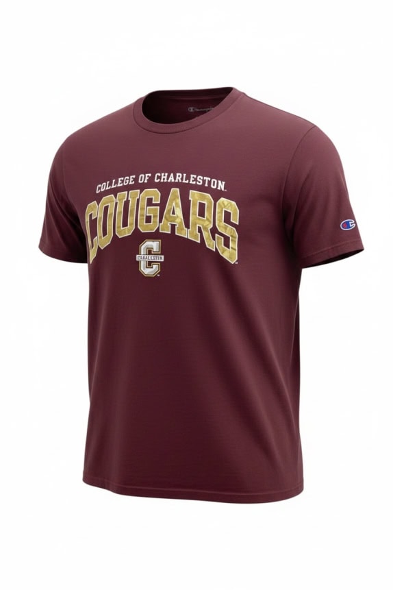 CHAMPION T-SHIRT COLLEGE OF CHARLESTON COUGARS ΛΟΓΟΤΥΠΟ ΜΠΟΡΝΤΟ UNISEX XL pre-owned