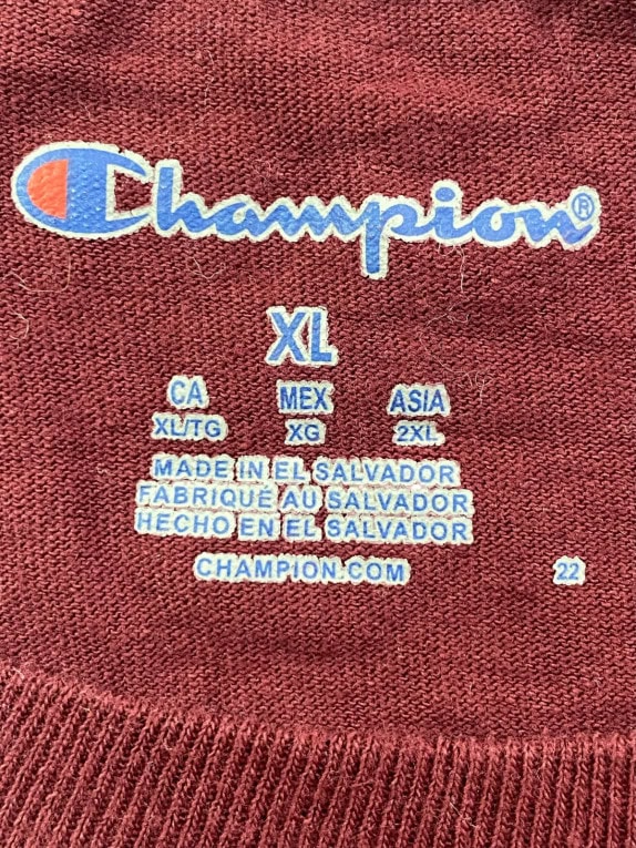 CHAMPION T SHIRT COLLEGIATE BURGUNDY MENS PRE OWNED XL