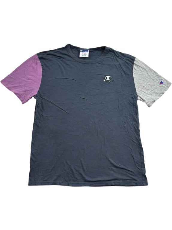 CHAMPION T-Shirt color block con logo ricamato Blu / Multicolore UNISEX M
