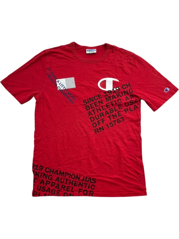 CHAMPION T-Shirt Graphic Spellout Big Logo Κόκκινο UNISEX M