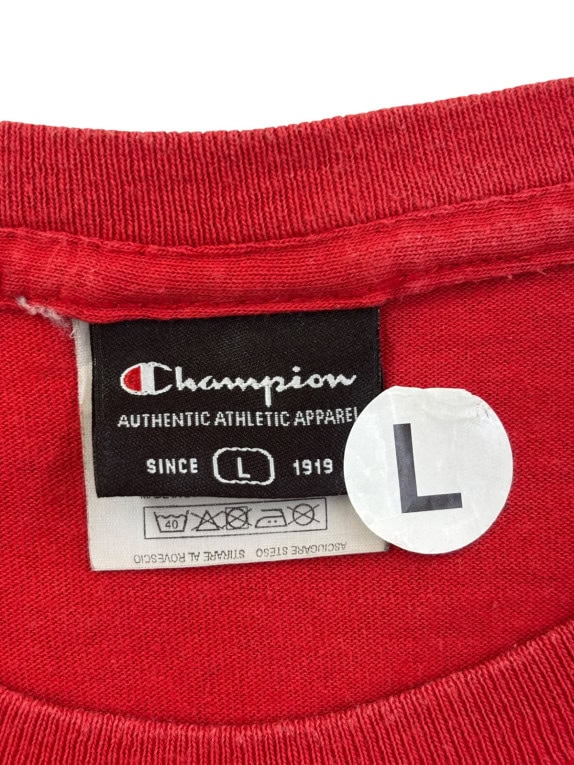 CHAMPION GRAPHIC TEE SPORTSWEAR RED MENS PRE OWNED L