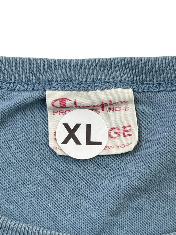 CHAMPION T SHIRT MINIMAL WASHED BLUE MEN PRE OWNED XL