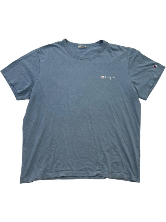 CHAMPION T SHIRT MINIMAL WASHED BLUE MEN PRE OWNED XL