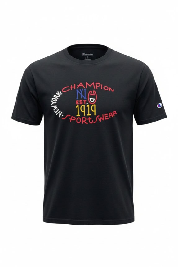 CHAMPION T SHIRT RETRO ΜΑΥΡΟ ΑΝΤΡΙΚΟ M pre-owned
