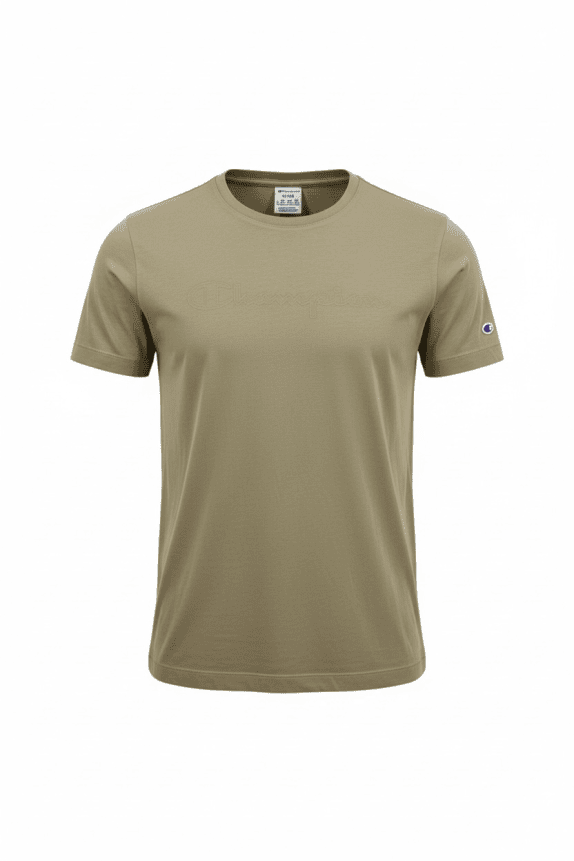 CHAMPION T-SHIRT SCRIPT EMBROIDERED LOGO ΚΑΦΕ/BEIGE ΑΝΔΡΙΚΟ L