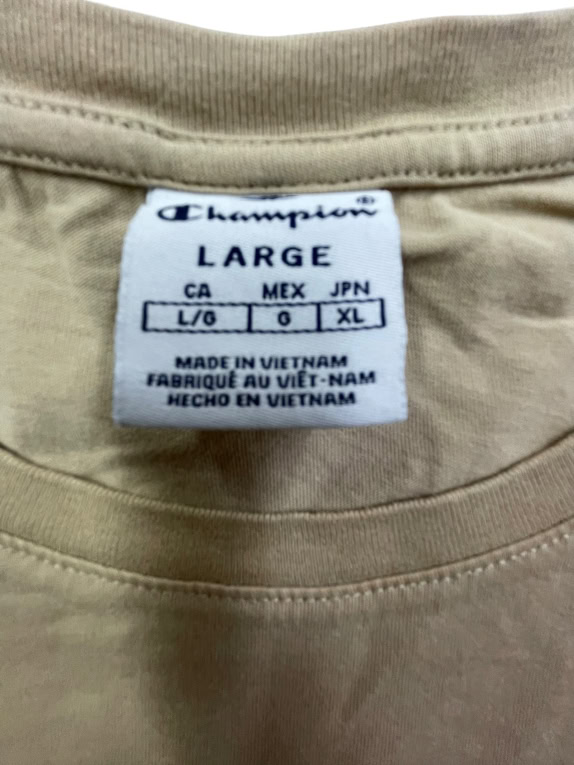 CHAMPION T-SHIRT SCRIPT EMBROIDERED LOGO ΚΑΦΕ/BEIGE ΑΝΔΡΙΚΟ L
