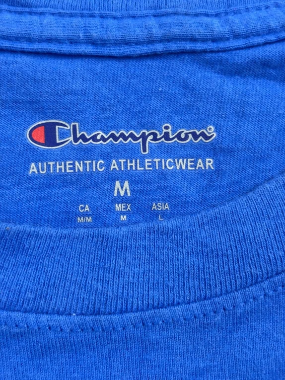 CHAMPION T-SHIRT CON LOGO SPELLOUT BLU UNISEX M