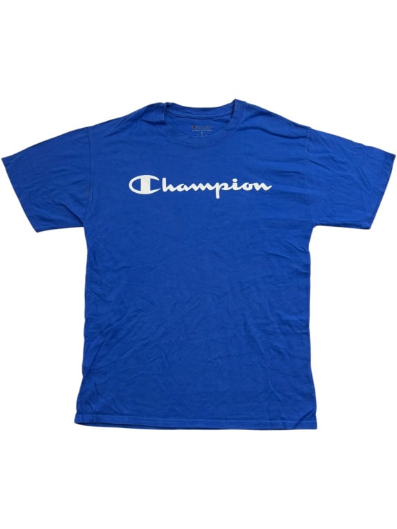 CHAMPION T-SHIRT CON LOGO SPELLOUT BLU UNISEX M
