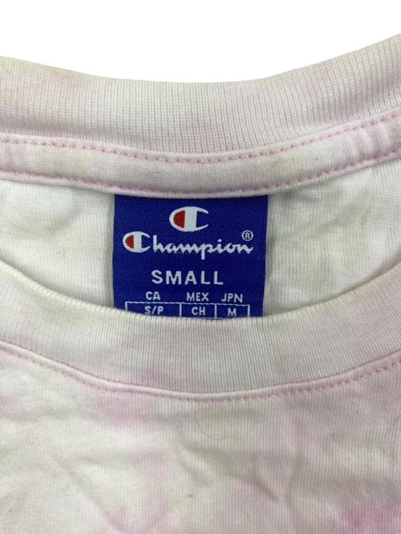 Champion T-Shirt Tie-Dye Logo Λευκό Ροζ Γυναικείο S