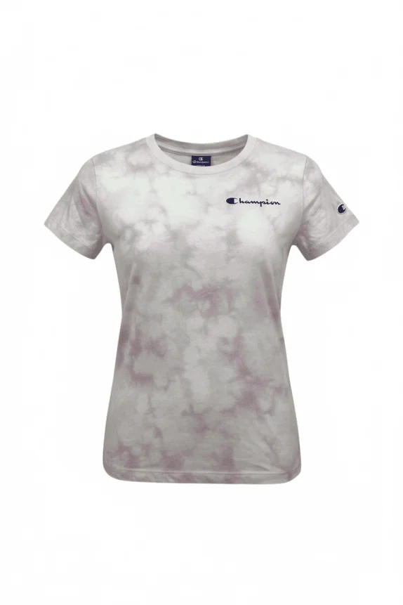 Champion T-Shirt Tie-Dye Logo Λευκό Ροζ Γυναικείο S
