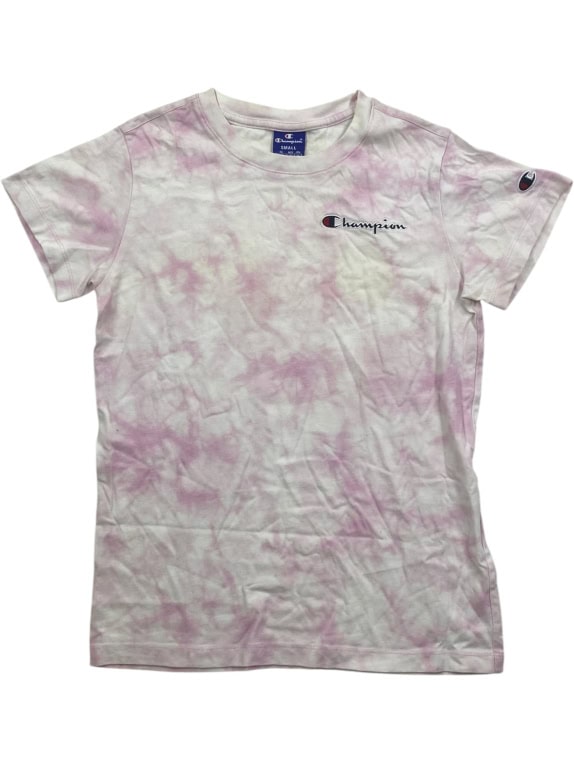 Champion T-Shirt Tie-Dye Logo Λευκό Ροζ Γυναικείο S