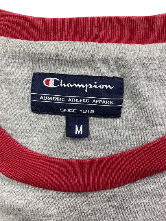 CHAMPION T-Shirt con logo vintage grigio rosso da uomo M