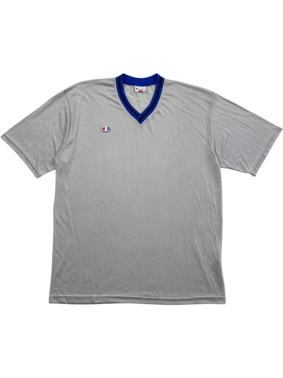 CHAMPION T-SHIRT VINTAGE ΜΕ V-NECK ΛΟΓΟΤΥΠΟ ΓΚΡΙ ΑΝΔΡΙΚΟ XXL