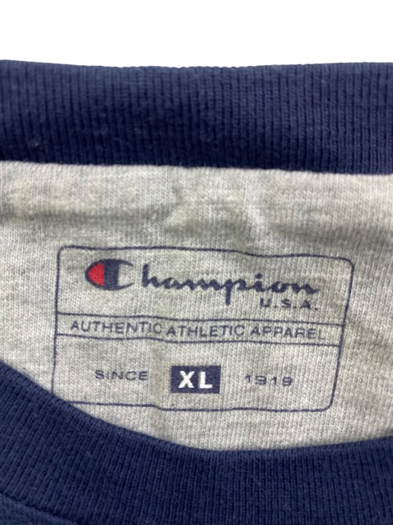 CHAMPION T-SHIRT VINTAGE PICCOLO LOGO BLU DA UOMO M