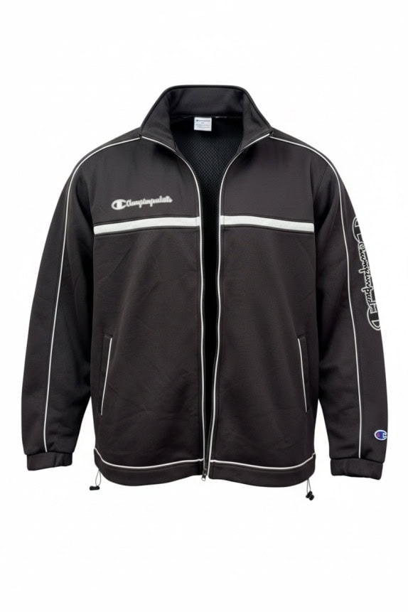 CHAMPION TRACK JACKET SPORTSWEAR BLACK UNISEX PRE OWNED M