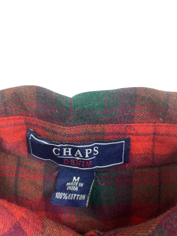 CHAPS DENIM Plaid Casual Vintage Shirt Red/Green Men M