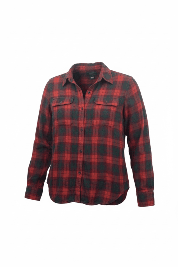 CHAPS DENIM Camicia scozzese casual vintage rosso/verde da uomo M