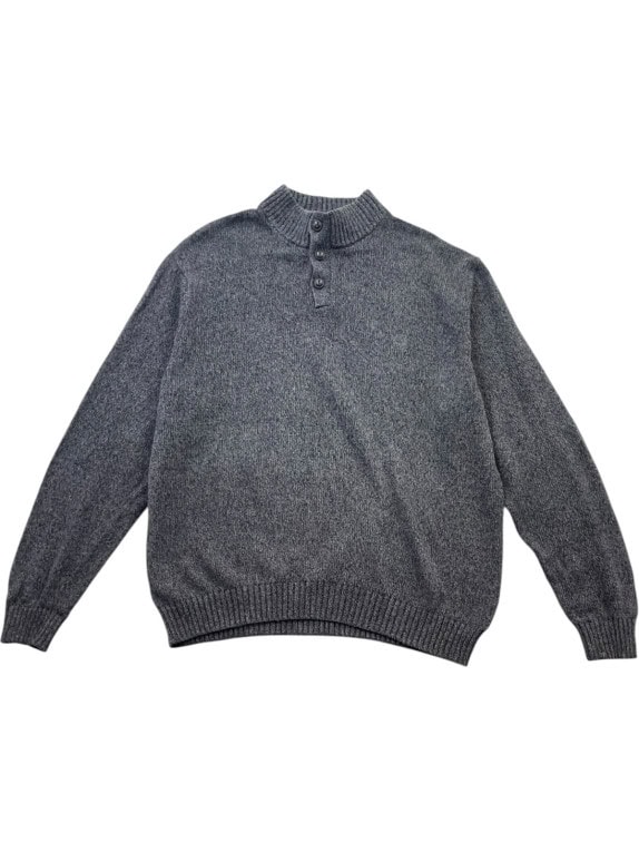 CHAPS ΠΛΕΚΤΟ ΠΟΥΛΟΒΕΡ ΜΕ ΚΟΥΜΠΙΑ ΚΛΑΣΙΚΟ CHARCOAL GREY ΑΝΤΡΙΚΟ PRE OWNED XXL