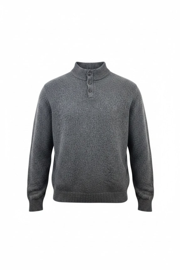 CHAPS ΠΛΕΚΤΟ ΠΟΥΛΟΒΕΡ ΜΕ ΚΟΥΜΠΙΑ ΚΛΑΣΙΚΟ CHARCOAL GREY ΑΝΤΡΙΚΟ PRE OWNED XXL