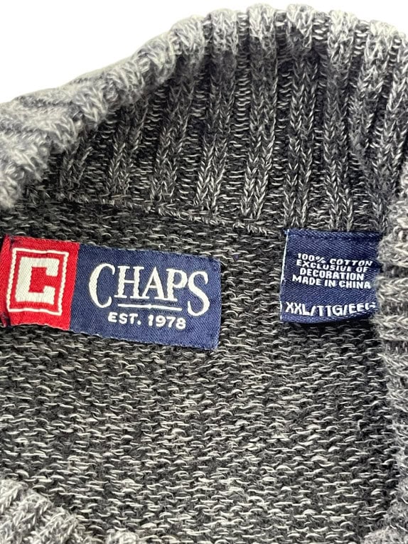 CHAPS ΠΛΕΚΤΟ ΠΟΥΛΟΒΕΡ ΜΕ ΚΟΥΜΠΙΑ ΚΛΑΣΙΚΟ CHARCOAL GREY ΑΝΤΡΙΚΟ PRE OWNED XXL