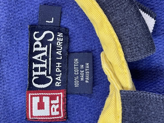CHAPS POLO SHIRT RETRO BLU UOMO PRE OWNED L
