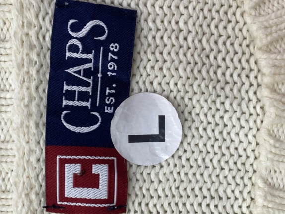 CHAPS KNIT SWEATER MINIMAL CREAM MEN PRE OWNED L