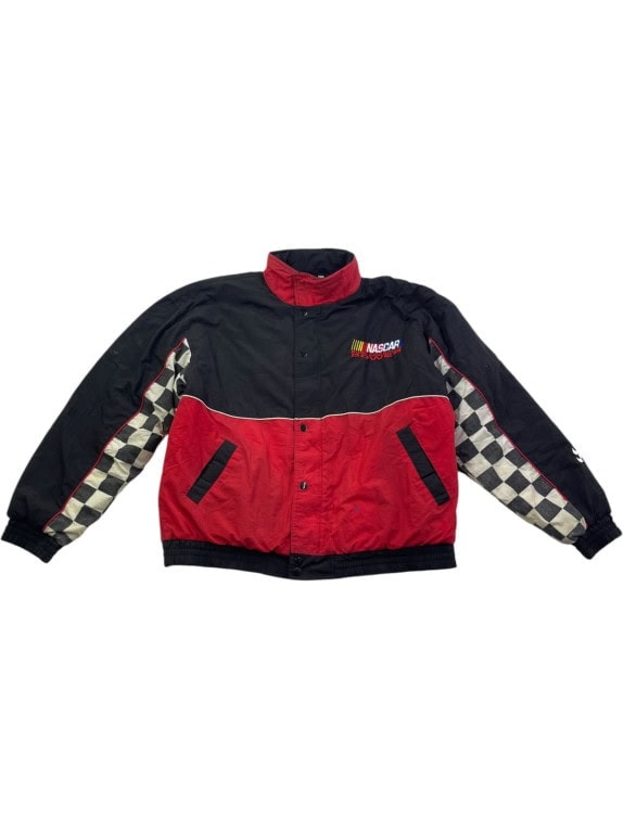 CHASE AUTHENTICS ΜΠΟΥΦΑΝ RACING VINTAGE ΜΑΥΡΟ ΚΟΚΚΙΝΟ ΑΝΤΡΙΚΟ PRE OWNED M