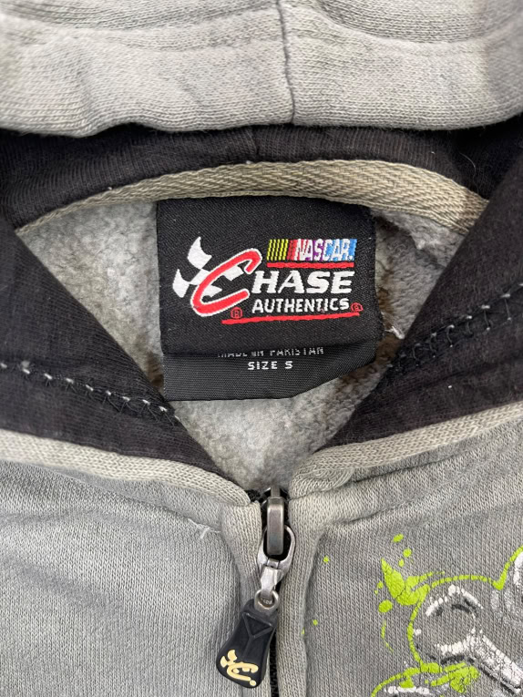 Chase Authentics NASCAR Zip Hoodie Y2K Big Logo Γκρι Unisex S