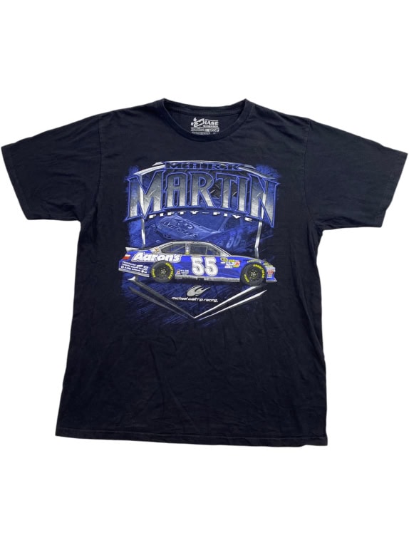 CHASE AUTHENTICS T SHIRT VINTAGE NASCAR MARK MARTIN BLACK UNISEX LARGE pre-owned