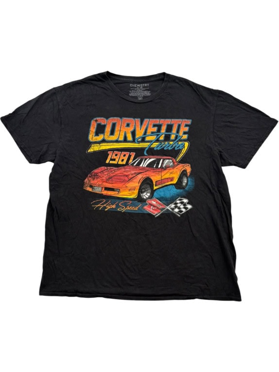 CHEMISTRY GRAPHIC TEE RETRO FADED BLACK MENS PRE OWNED L