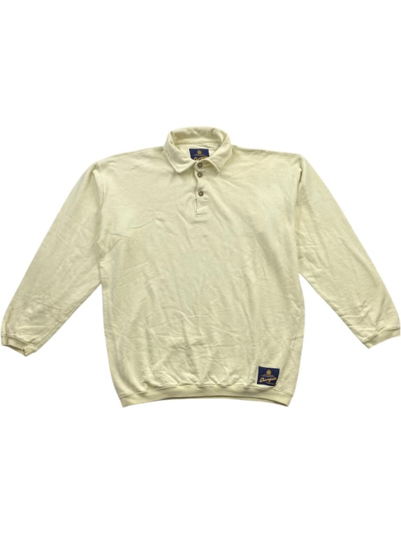 CHEVIGNON felpa polo vintage con logo cream da uomo XXL