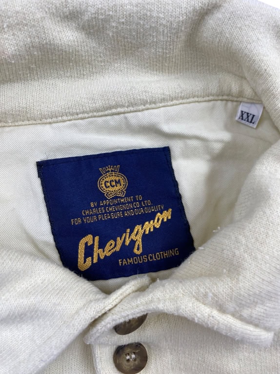 CHEVIGNON felpa polo vintage con logo cream da uomo XXL