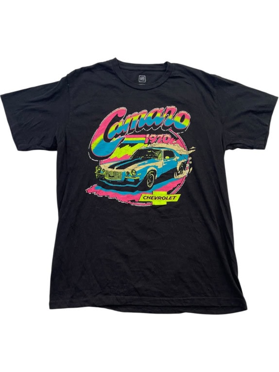 CHEVROLET CAMARO T SHIRT RACING GRAPHIC FADED BLACK MEN PRE OWNED L