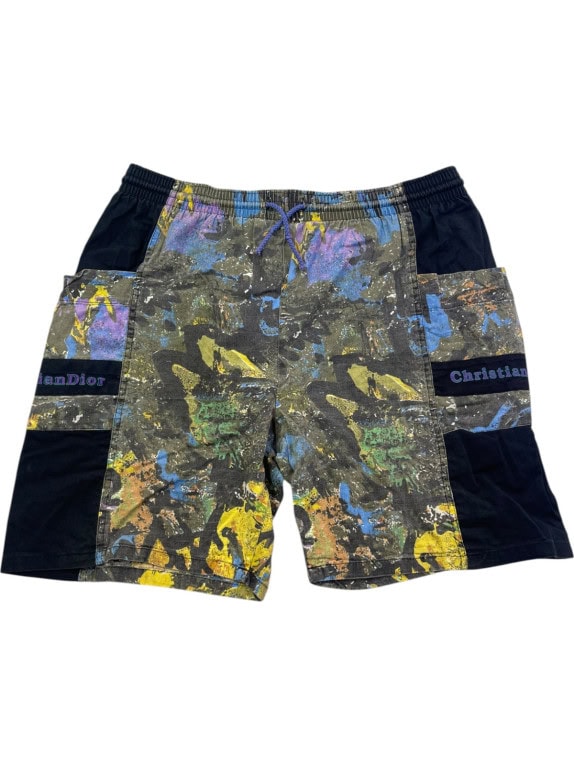 CHRISTIAN DIOR CARGO SHORTS GRAPHIC MULTICOLOR UOMO PRE OWNE XLD