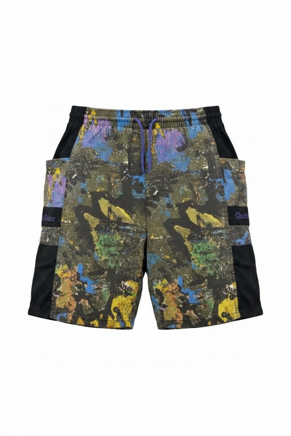 CHRISTIAN DIOR 80s CARGO SHORTS GRAPHIC MULTICOLOR MENS PRE OWNED XL