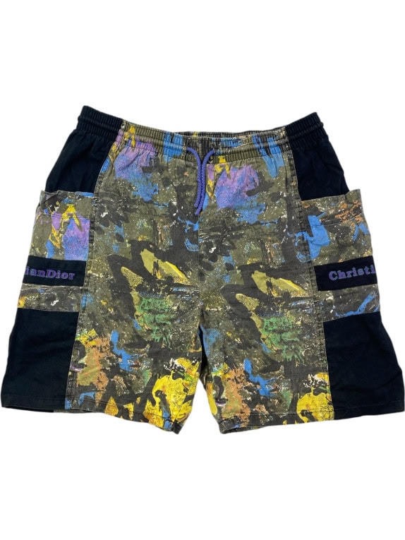 CHRISTIAN DIOR 80s CARGO SHORTS GRAPHIC MULTICOLOR MENS PRE OWNED XL
