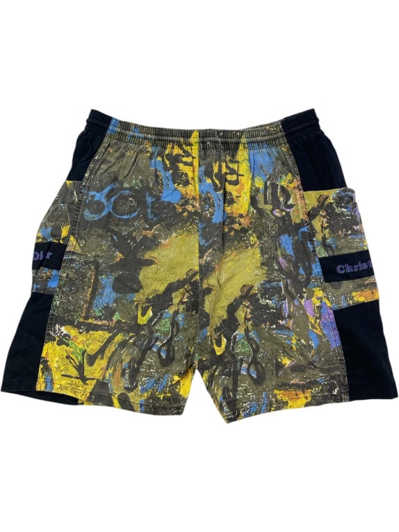 CHRISTIAN DIOR 80s CARGO SHORTS GRAPHIC MULTICOLOR MENS PRE OWNED XL