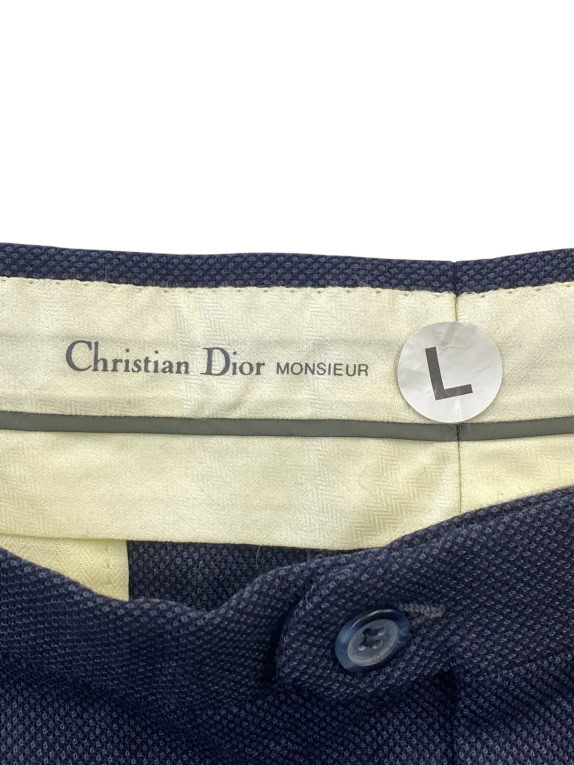 CHRISTIAN DIOR MONSIEUR PLEATED TROUSERS CLASSIC NAVY MENS PRE OWNED L