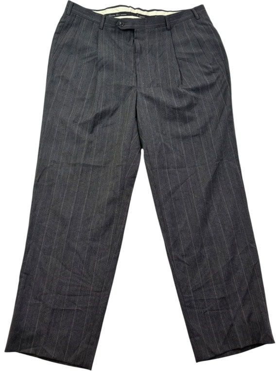 CHRISTIAN DIOR ΥΦΑΣΜΑΤΙΝΟ ΠΑΝΤΕΛΟΝΙ CLASSIC PINSTRIPE ΑΝΘΡΑΚΙ ΑΝΤΡΙΚΟ PRE OWNED XL