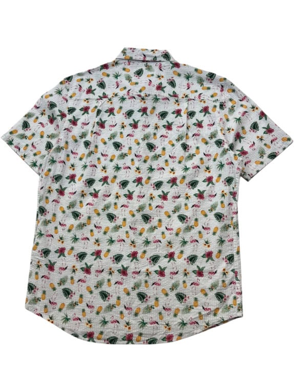 CLUB ROOM HAWAIIAN SHIRT FLORAL WHITE MEN PRE OWNED M