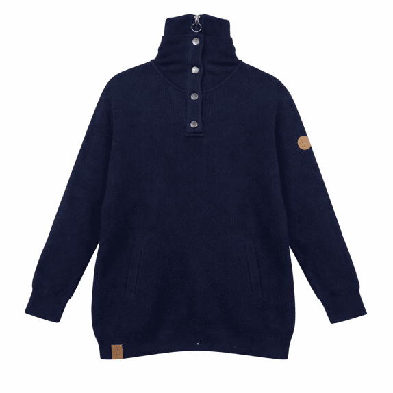Collection L Maglione da uomo blu con collo alto 3XL