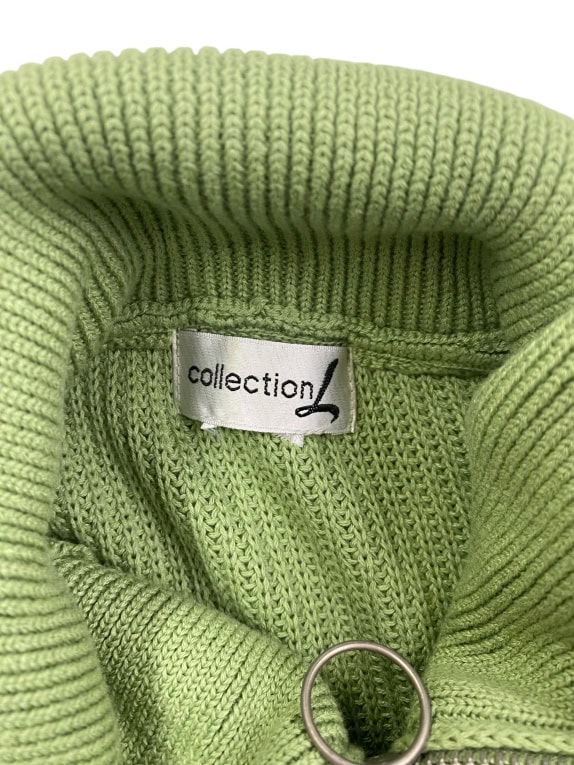Collection L Πλεκτή Μπλούζα με Κουμπιά & Ψηλό Γιακά Πράσινη Ανδρική XL