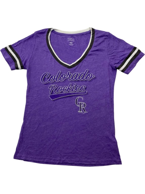 Colorado Rockies Purple V-Neck T-Shirt with Print